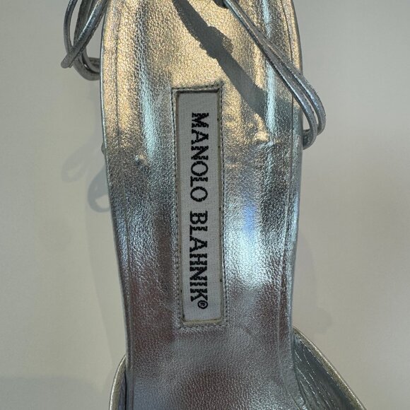 Manolo Blahnik Silver Strappy Sandals, Size 39.5 EU - Picture 9 of 16